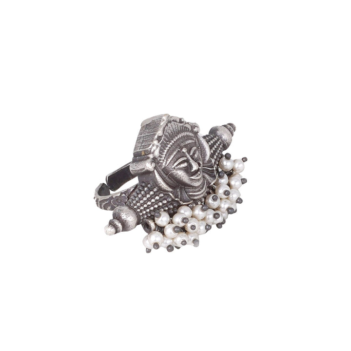 Teejh Navika Tribal Ethnic Silver Oxidised Teejh Ring