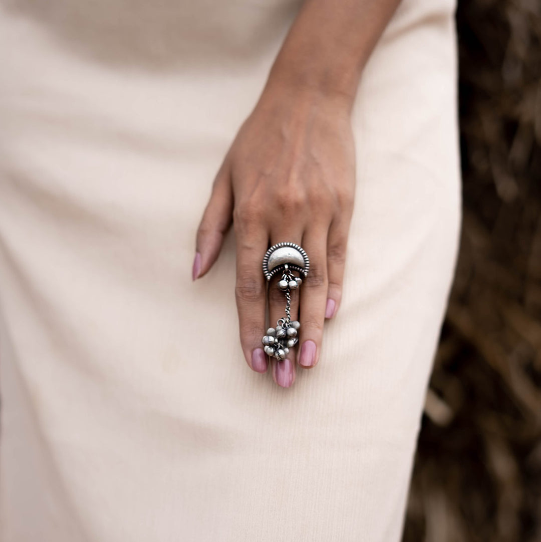 Teejh Chaithra Antique Silver Polish Teejh Ring