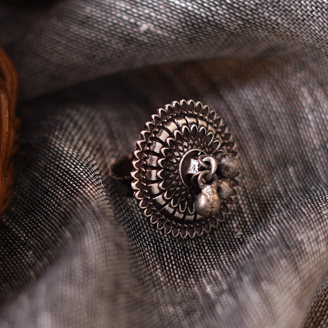 Teejh Loukya Ethnic Silver Oxidised Teejh Ring