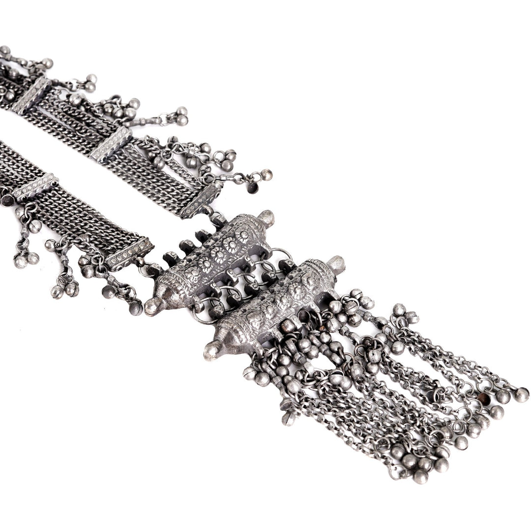 TSJ×HAKU BLACK×SILVER Buy Teejh Ethnic Ethnic Silver Oxidised Long Necklace Online