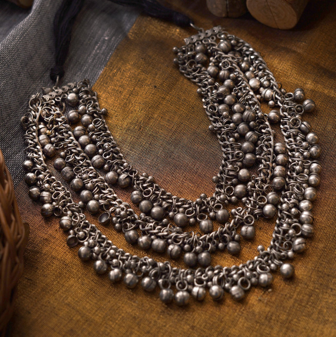 Teejh Mauli Ethnic Silver Oxidised Layered Necklace