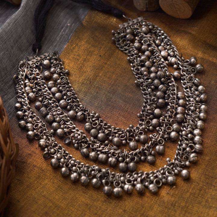 Teejh Mauli Ethnic Silver Oxidised Layered Necklace