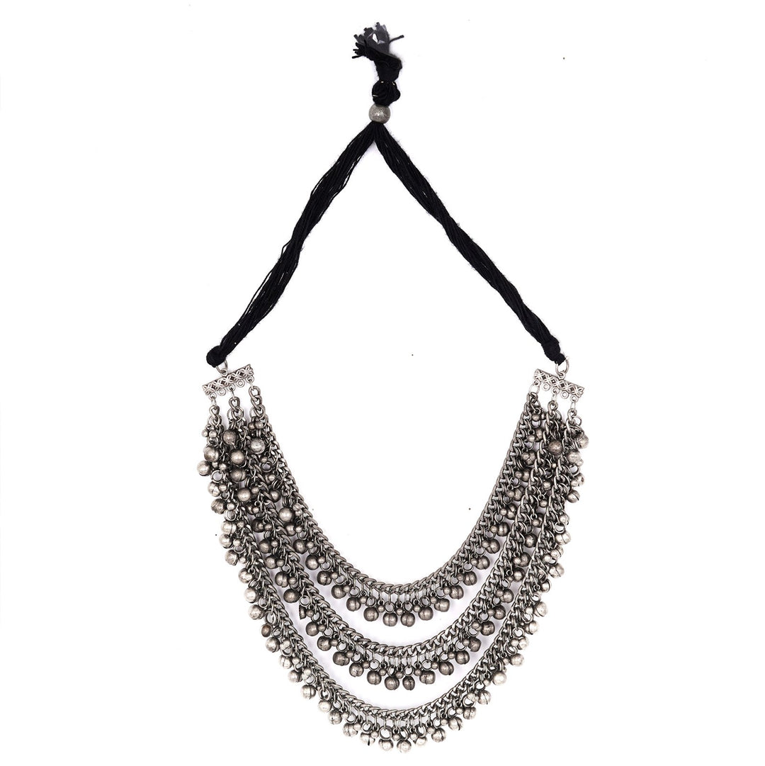 Teejh Mauli Ethnic Silver Oxidised Layered Necklace