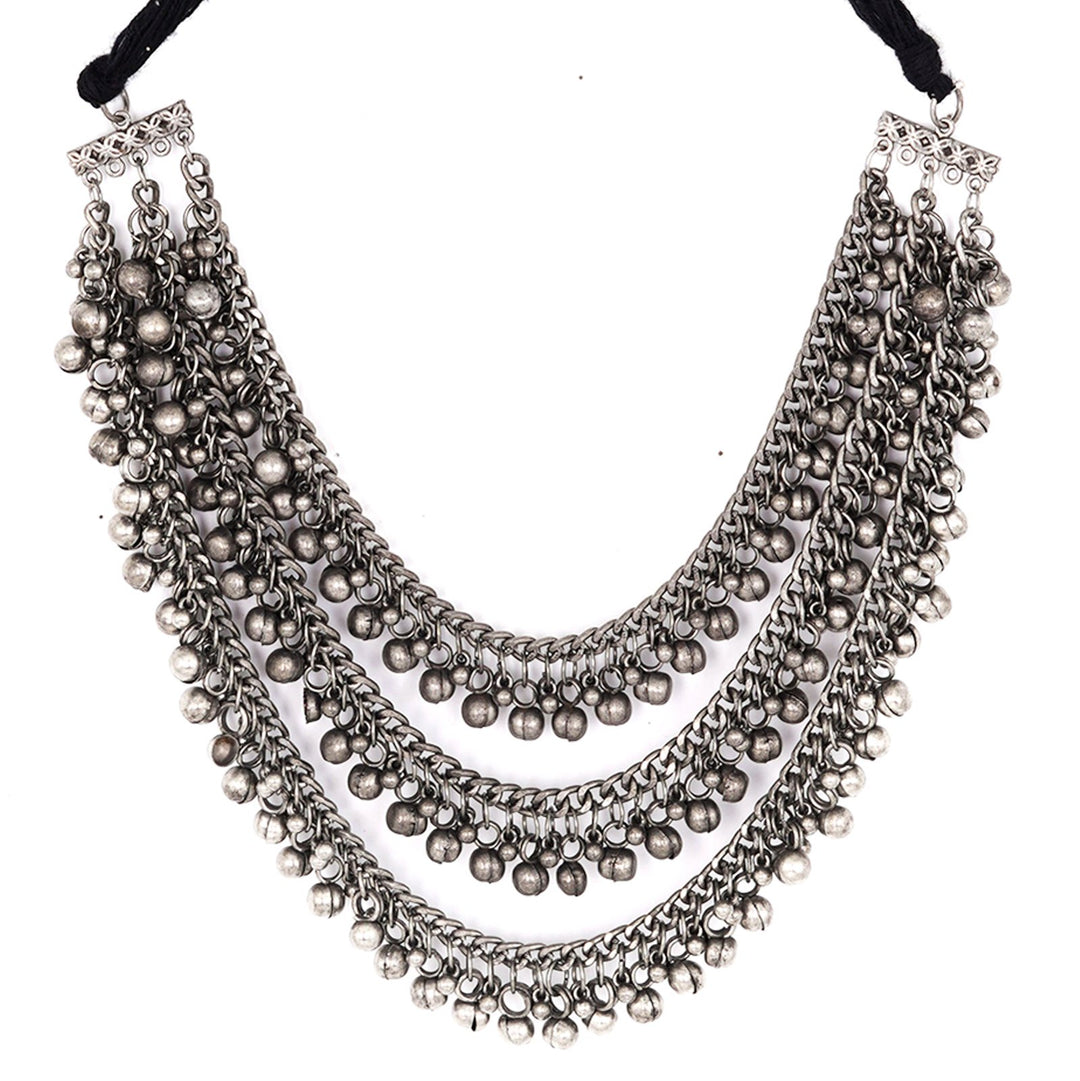 Teejh Mauli Ethnic Silver Oxidised Layered Necklace