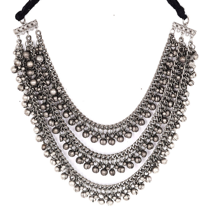Teejh Mauli Ethnic Silver Oxidised Layered Necklace