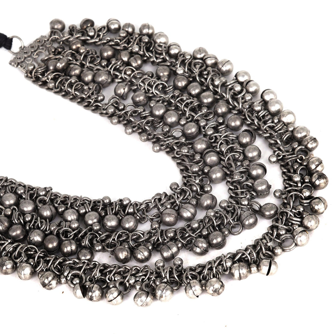 Teejh Mauli Ethnic Silver Oxidised Layered Necklace