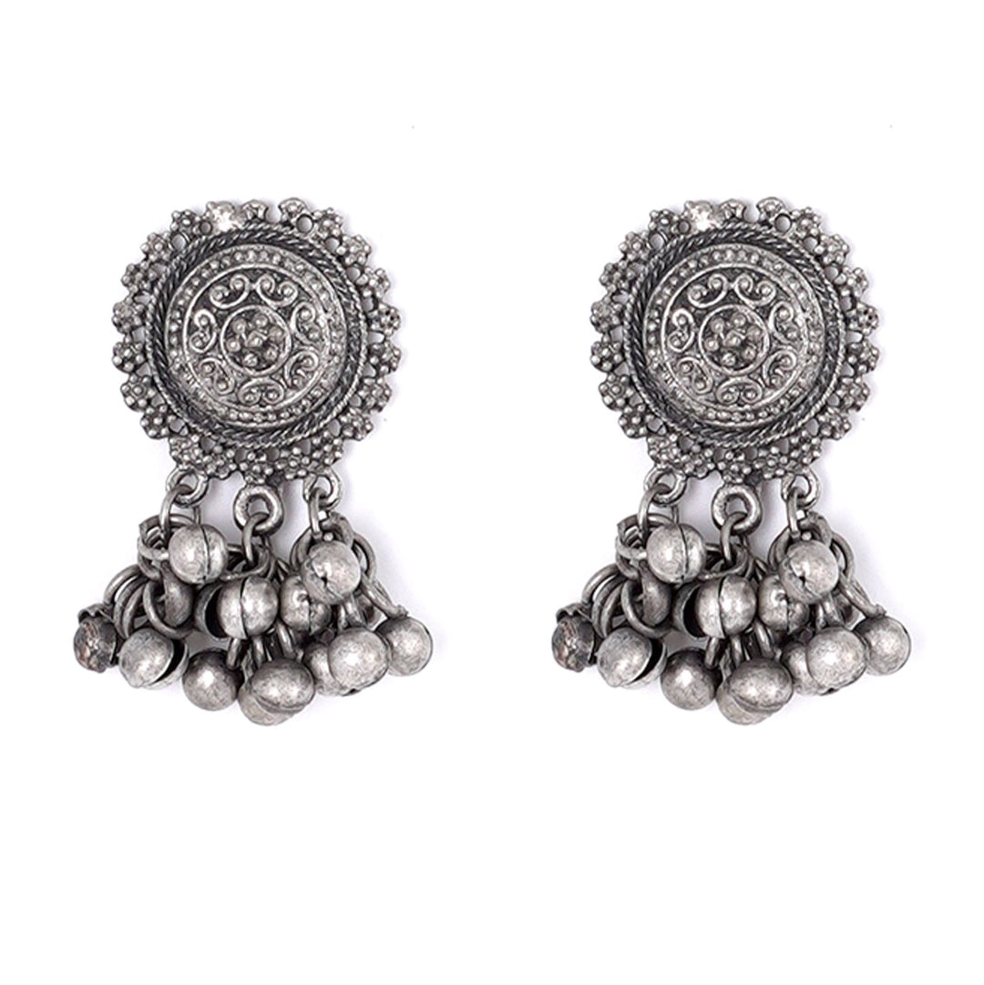 Teejh Kiva Ethnic Silver Oxidised Ghungroo Necklace Set