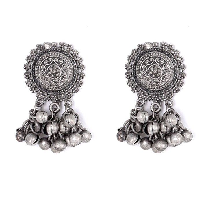 Teejh Kiva Ethnic Silver Oxidised Ghungroo Necklace Set