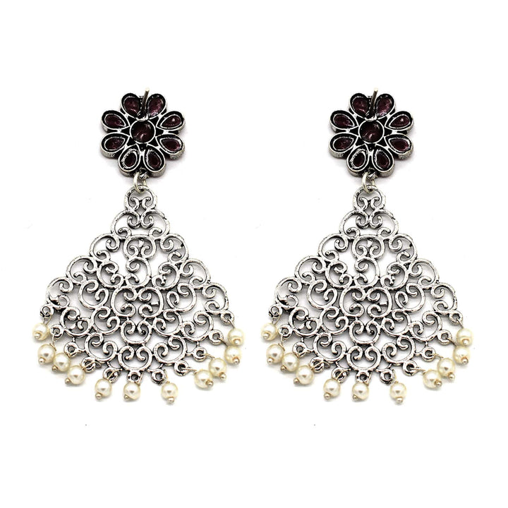 Jali Red Filigree Pearl Earrings - Joker & Witch