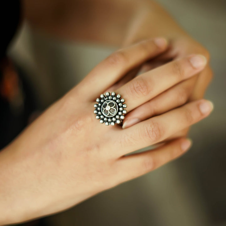 Teejh Nira Antique Silver Polish Teejh Ring