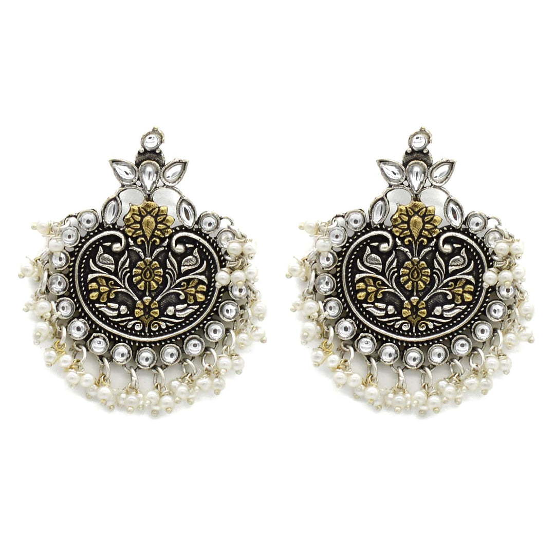 Dual tone Pearl Chandbali Earrings - Joker & Witch