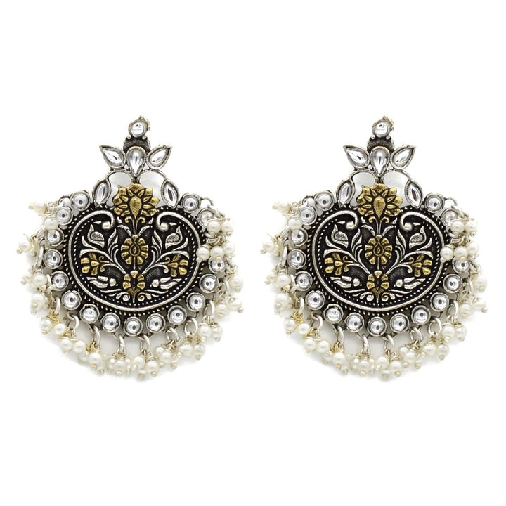 Dual tone Pearl Chandbali Earrings - Joker & Witch
