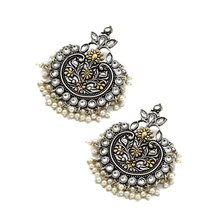 Dual tone Pearl Chandbali Earrings - Joker & Witch