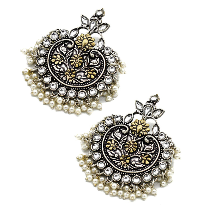 Dual tone Pearl Chandbali Earrings - Joker & Witch