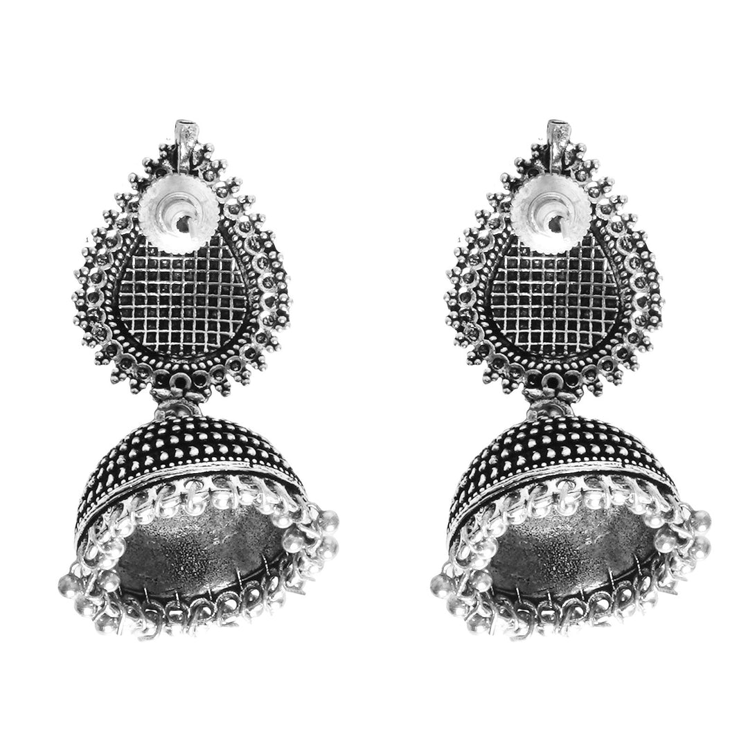 Teejh Anukriti Leaf Silver Oxidised Jhumki