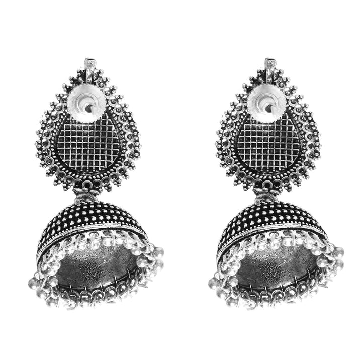 Teejh Anukriti Leaf Silver Oxidised Jhumki