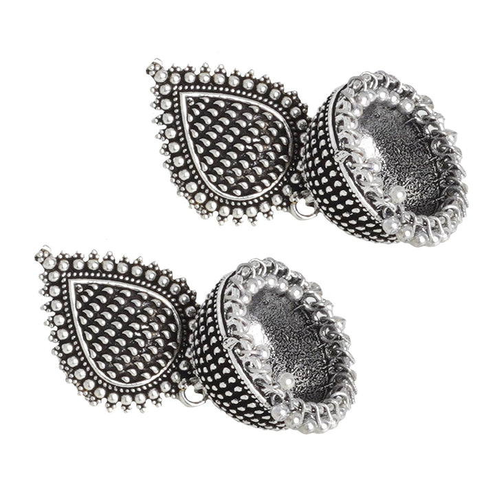 Teejh Anukriti Leaf Silver Oxidised Jhumki