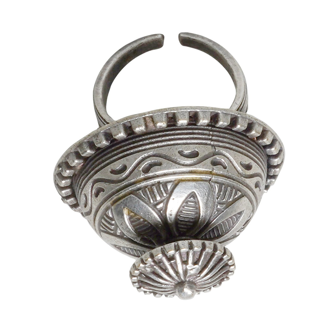 Teejh Sanchi Stupa Silver Oxidised Ring