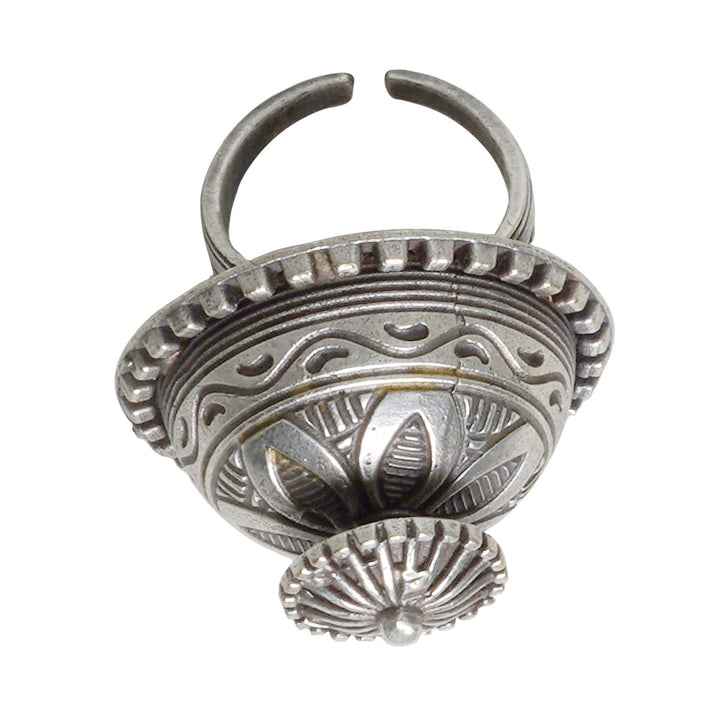 Teejh Sanchi Stupa Silver Oxidised Ring