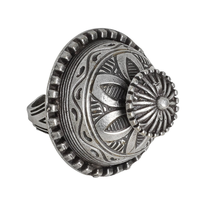 Teejh Sanchi Stupa Silver Oxidised Ring