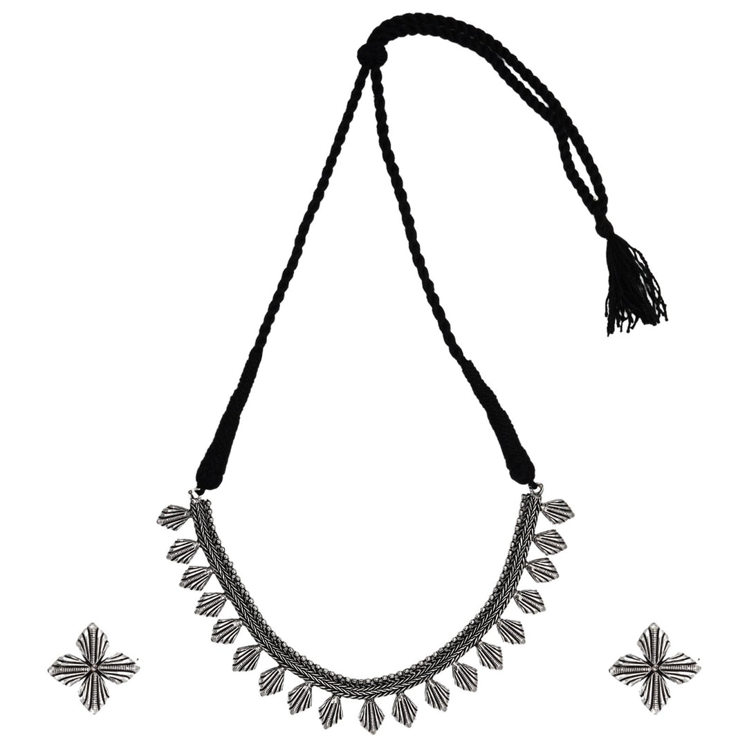 Teejh Aaloka Silver Oxidised  Choker Necklace Set
