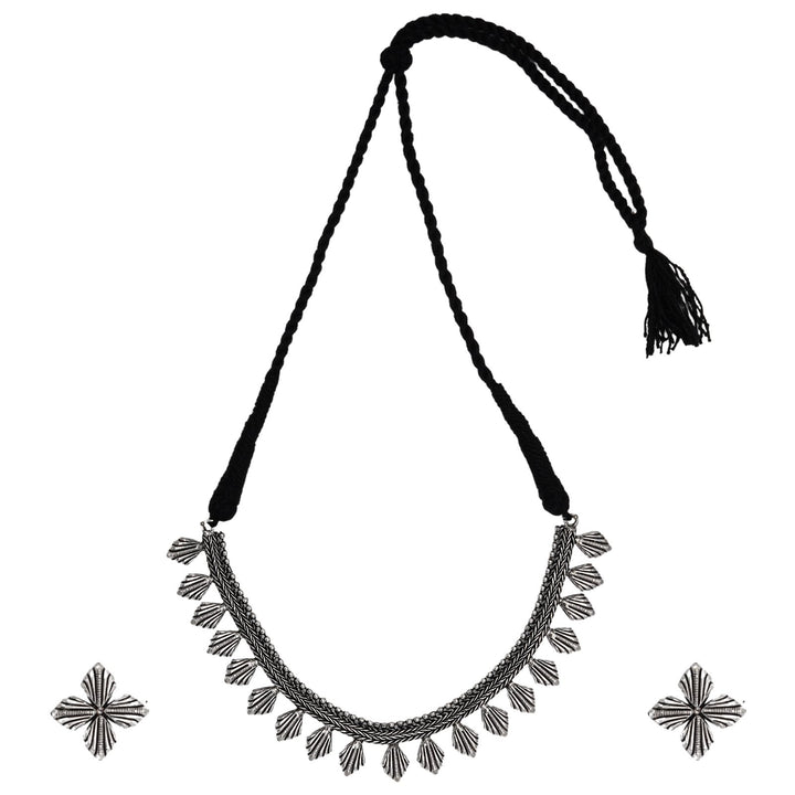 Teejh Aaloka Silver Oxidised  Choker Necklace Set