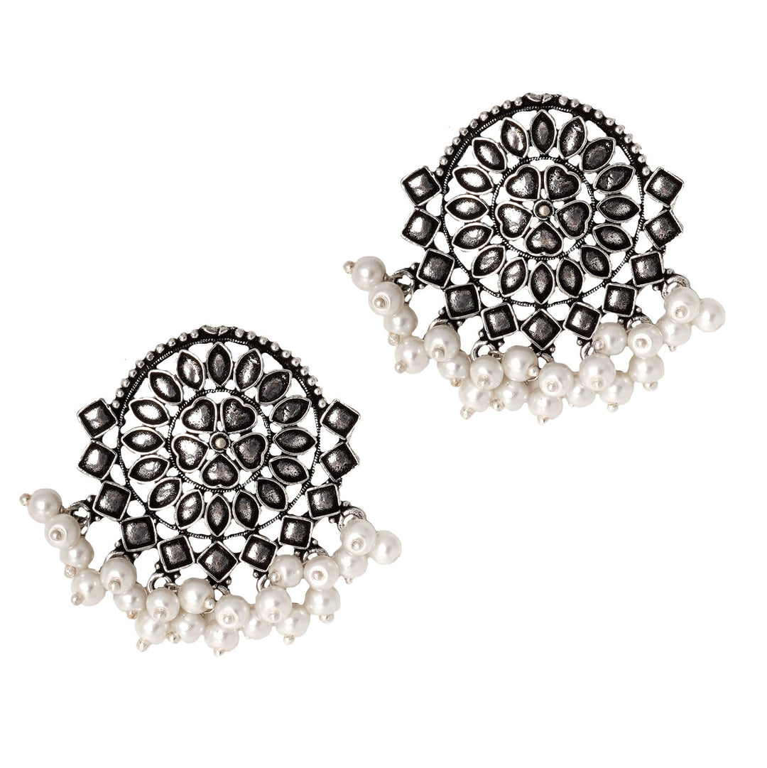 Teejh Laasya Silver Oxidised Necklace Set