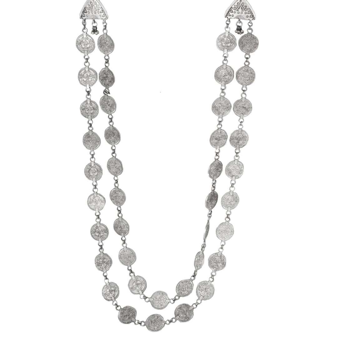 Buy Teejh Silver Oxidised Coin Layered Necklace Set for