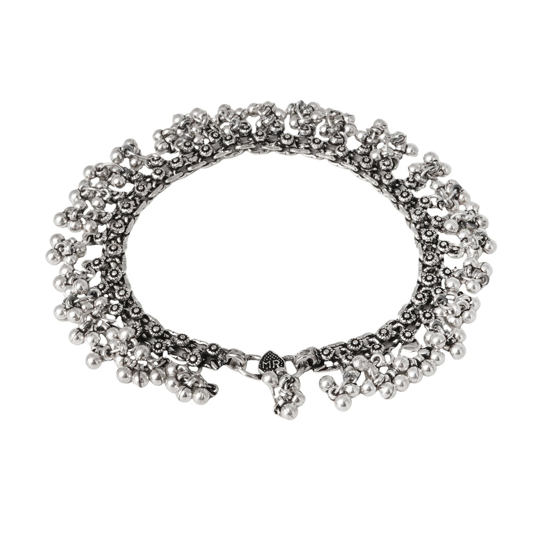 Teejh Ela Silver Oxidised Ghunroo Anklet