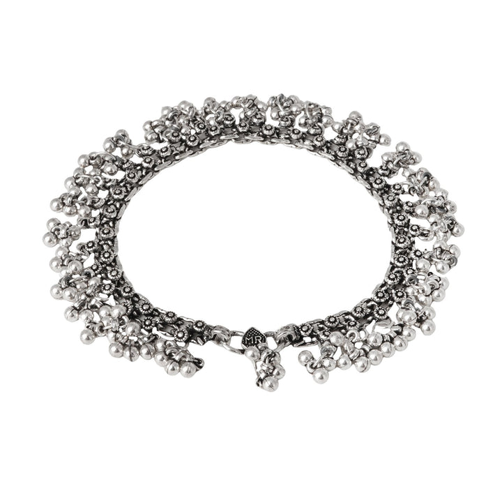 Teejh Ela Silver Oxidised Ghunroo Anklet