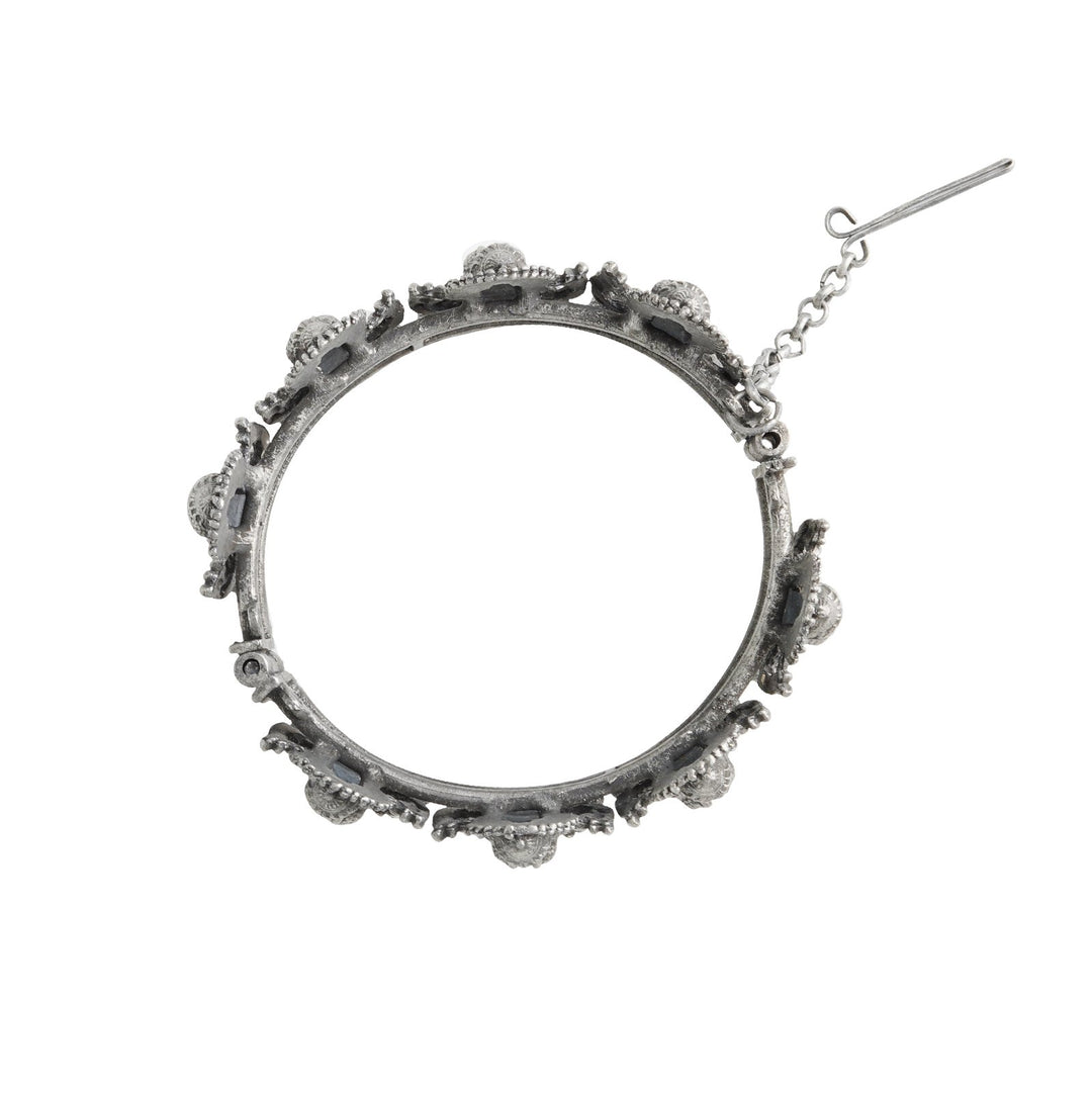 Teejh Sudha Red Stone Silver Oxidised Bangle