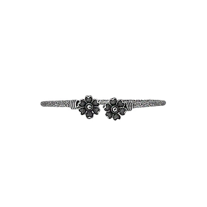 Teejh Aastha Silver Oxidised Floral Bracelet