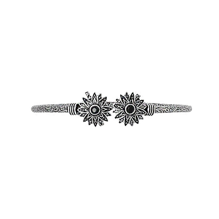 Teejh Manju Silver Oxidised Floral Bracelet
