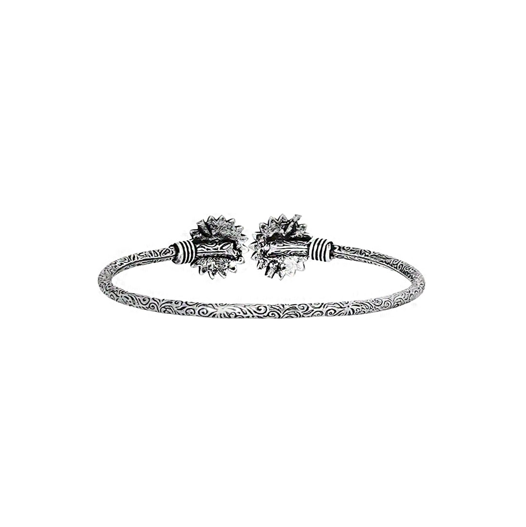 Teejh Manju Silver Oxidised Floral Bracelet