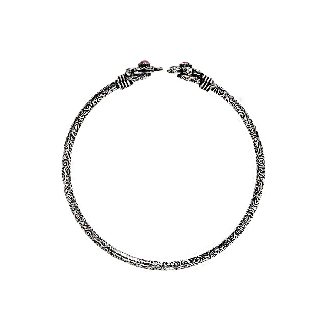 Teejh Saroj Silver Oxidised Floral Bracelet