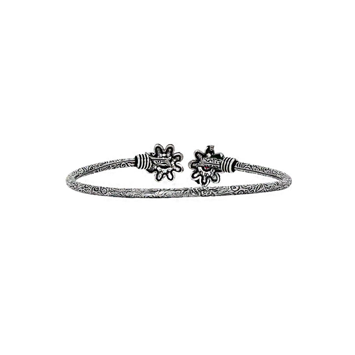 Teejh Saroj Silver Oxidised Floral Bracelet