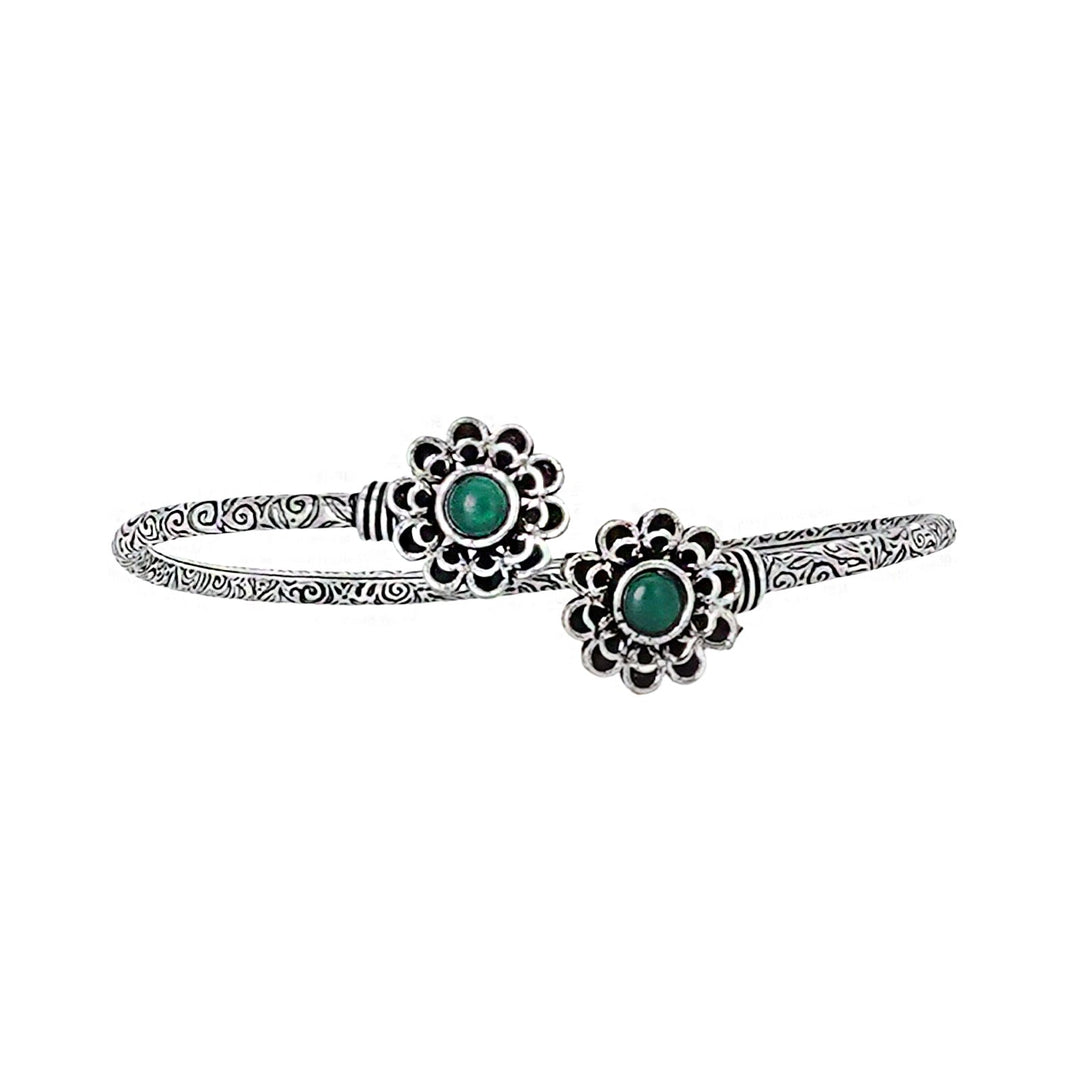 Teejh Chanralatha Silver Oxidised Floral Bracelet
