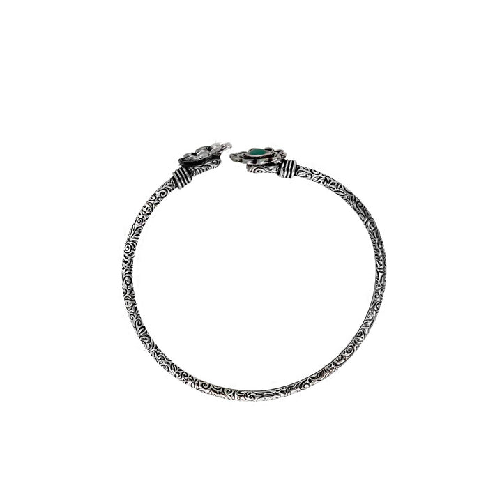 Teejh Chanralatha Silver Oxidised Floral Bracelet