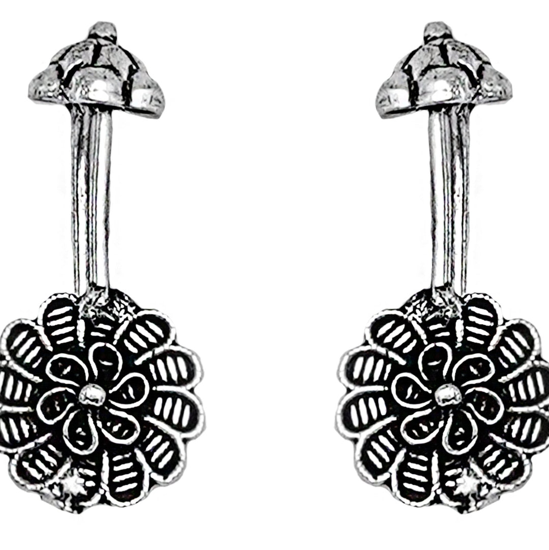 Teejh Dhruv Silver Oxidised Clip On Bugadi