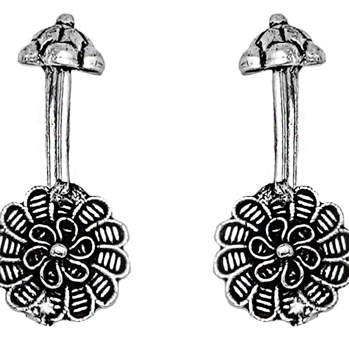 Teejh Dhruv Silver Oxidised Clip On Bugadi