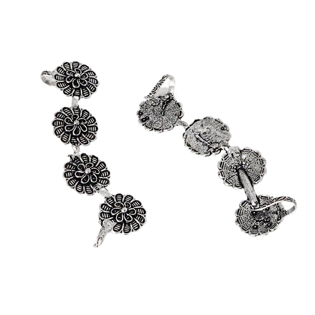 Teejh Rashtri Silver Oxidised Earcuffs