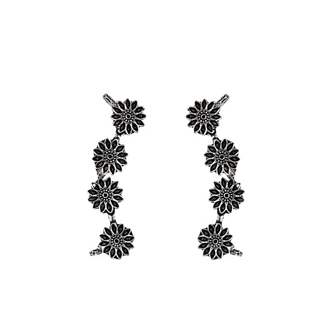 Teejh Darani Silver Oxidised Earcuffs