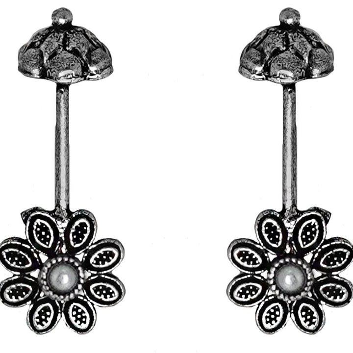 Teejh  Ladli White Stone Silver Oxidsed Clip On Bugadi