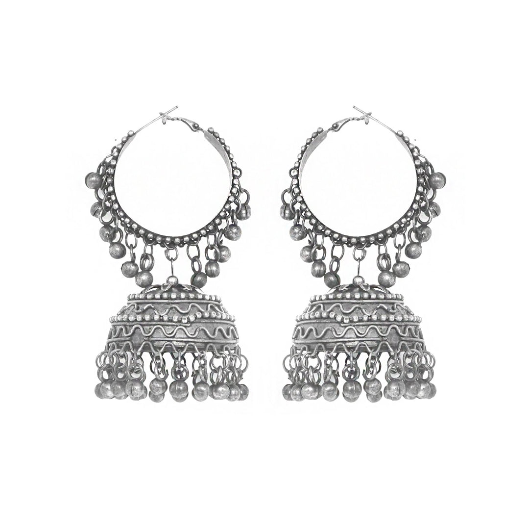 Teejh Rabya Silver Oxidised Jhumkis