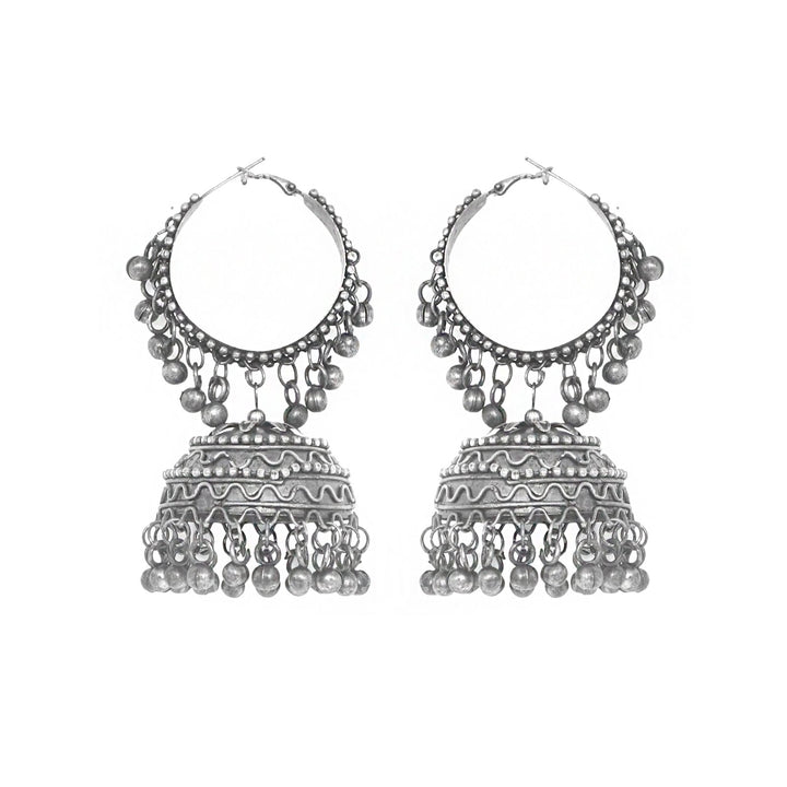 Teejh Rabya Silver Oxidised Jhumkis