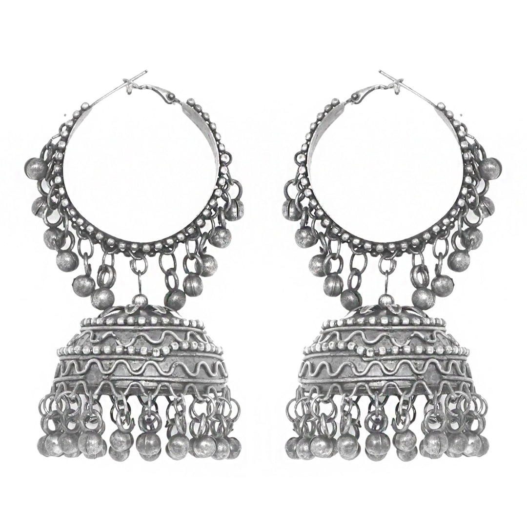 Teejh Rabya Silver Oxidised Jhumkis