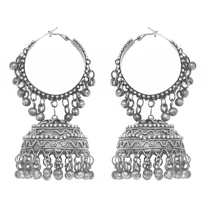 Teejh Rabya Silver Oxidised Jhumkis