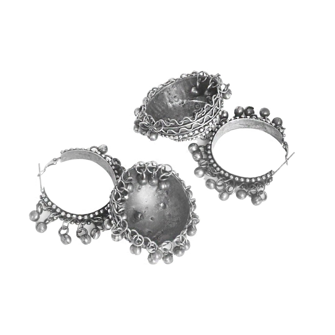 Teejh Rabya Silver Oxidised Jhumkis