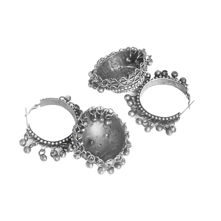 Teejh Rabya Silver Oxidised Jhumkis