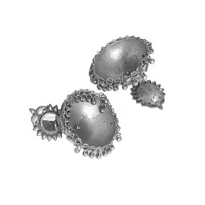 Teejh Saiyra Silver Oxidised Mirror Jhumkis